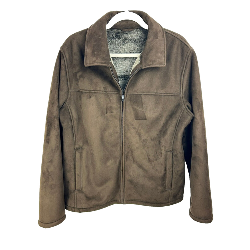 Men's M. Julian Brown Polyester/Faux Fur Brown Jacket Coat Sz Medium